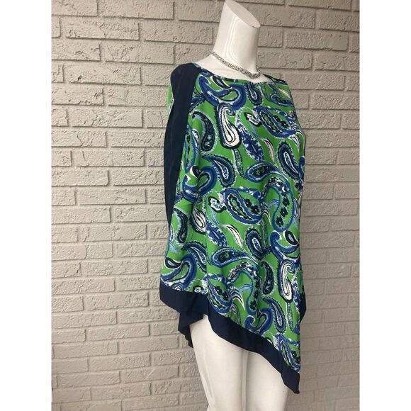 Asymmetrical Paisley Print Blouse / Tunic Size M - Picture 2 of 6